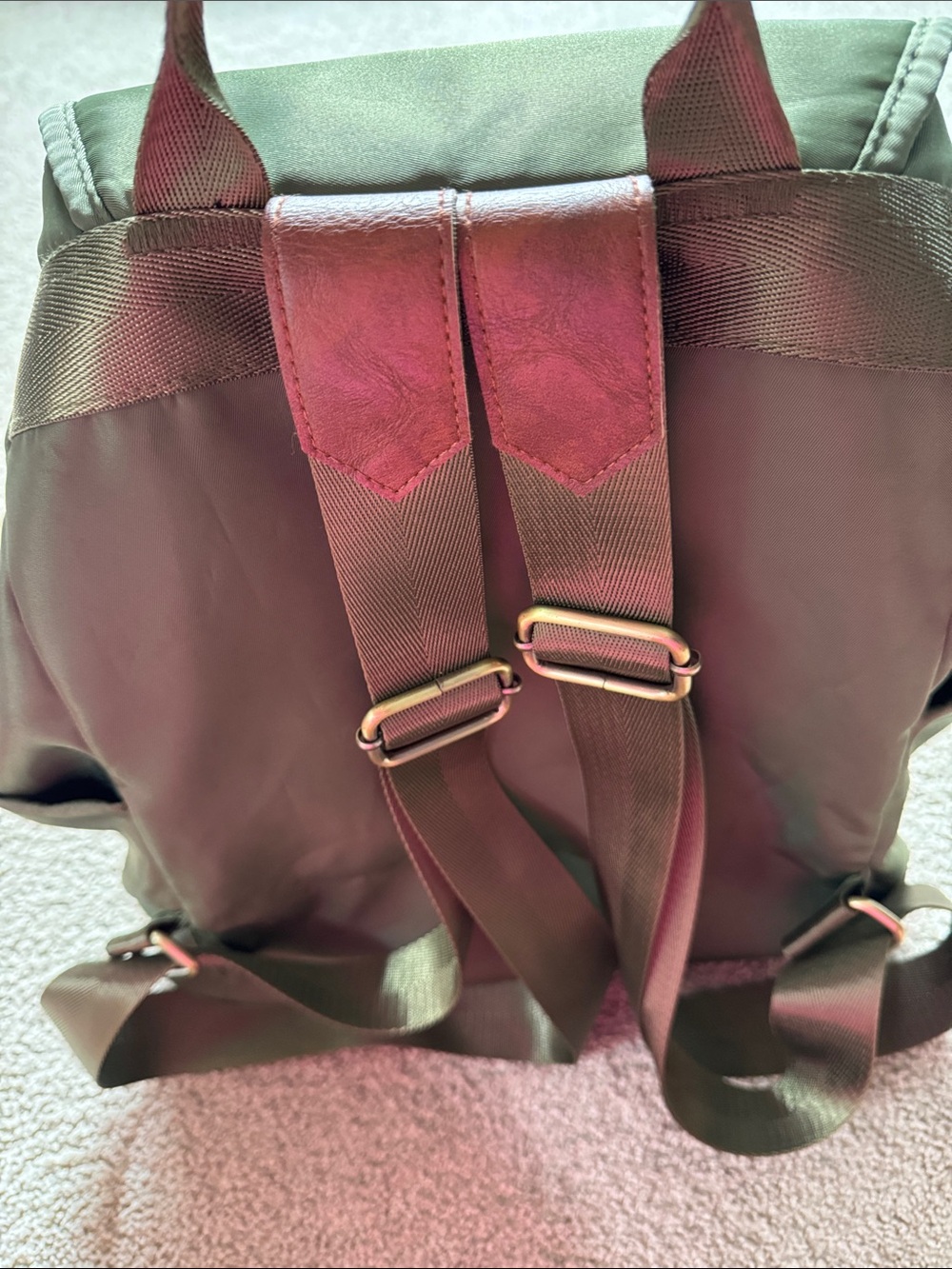 Green Nylon Drawstring Backpack - Picture 9 of 16